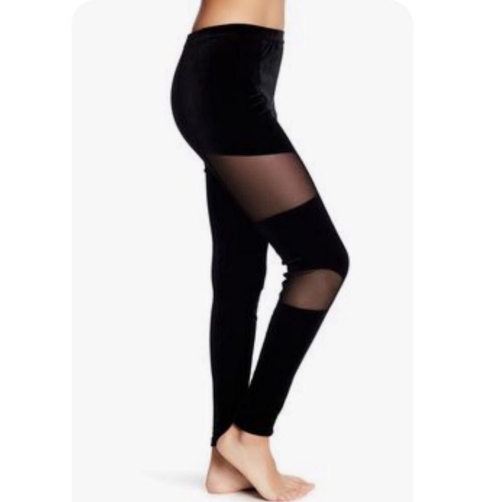 Abound Nordstrom Velvet Black Leggings Mesh Panels